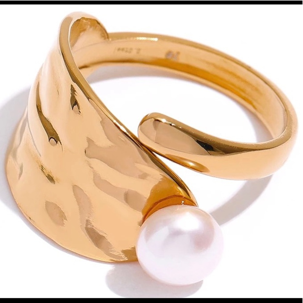 Stainless Steel Natural Pearl Ring
